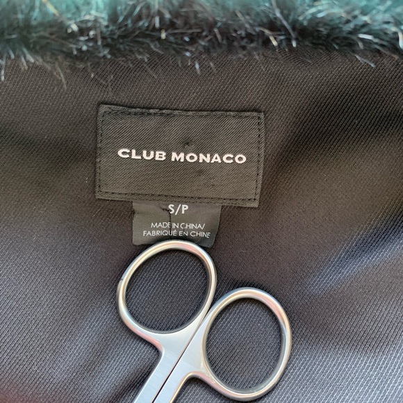 COPY - Small, Club Monaco, teal green faux fur vest - Picture 10 of 12